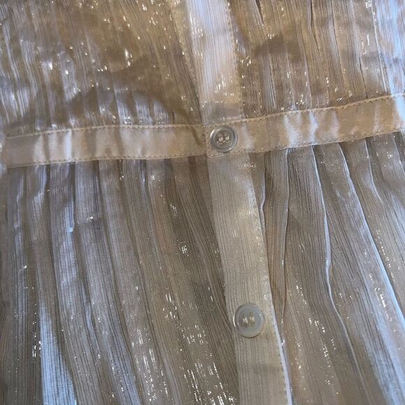 Club monaco festive sheer silk blouse, ruffles, worn 1x to party! - Picture 5 of 7